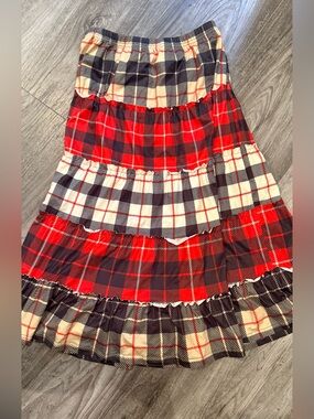 Girls Red Black Print Maxi Skirt 13/14 pixie girl new